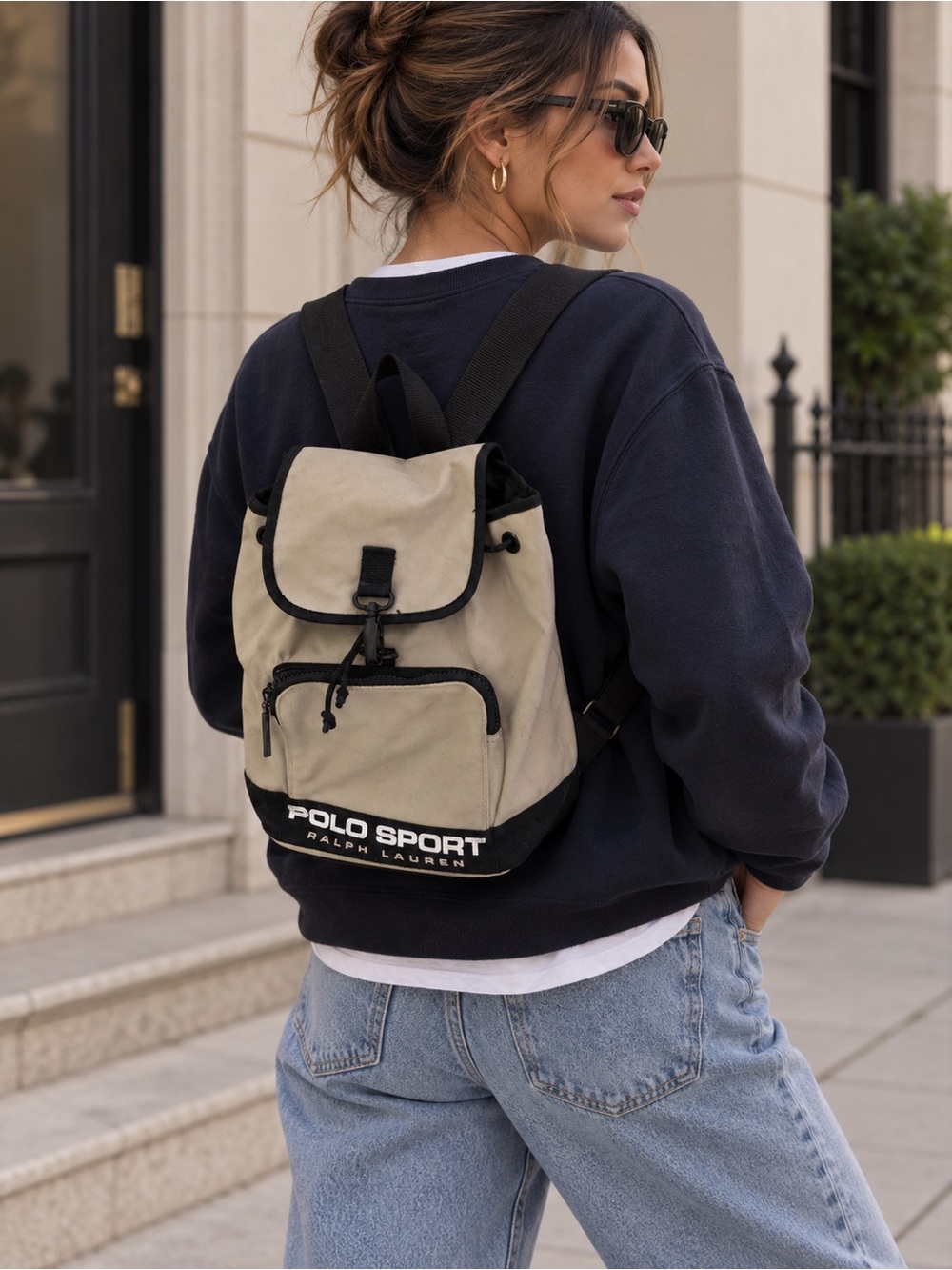 Vintage 1990s Polo Sport Backpack in Beige